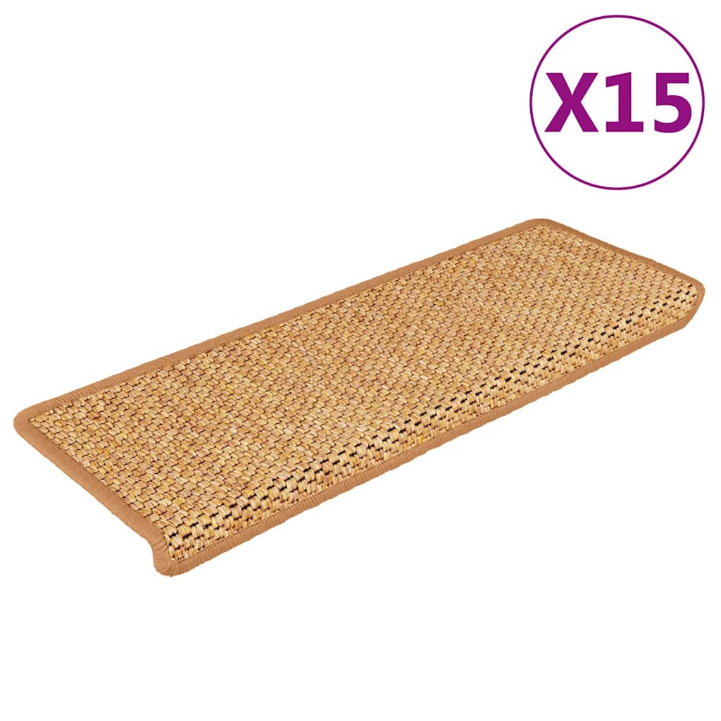 Stair Mats Self-adhesive Sisal-Look 15 pcs 65x21x4 cm Sisal