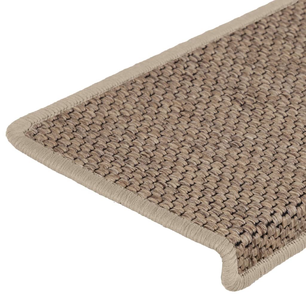 vidaXL Stair Mats Self-adhesive Sisal-Look 15 pcs 65x21x4 cm Sand