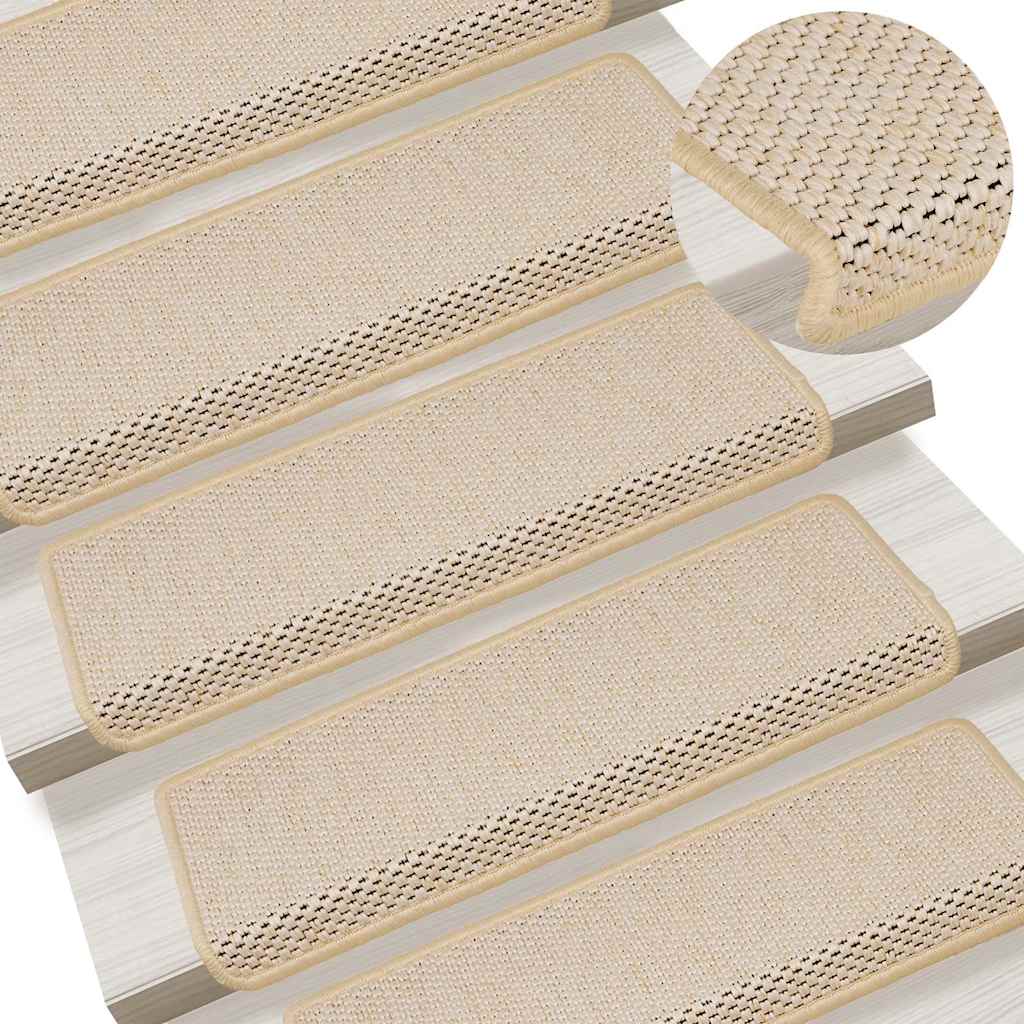 Stair Mats Self-adhesive Sisal-Look 15 pcs 65x21x4 cm Berber