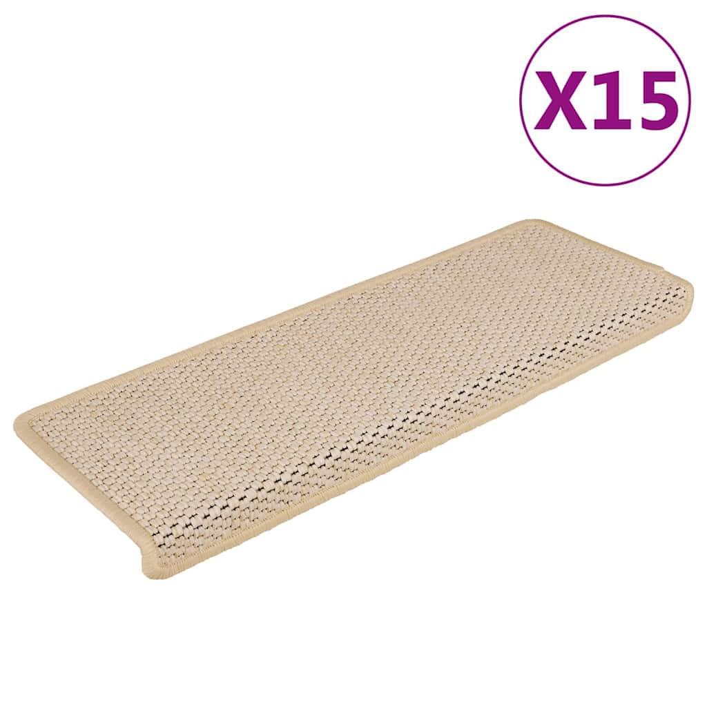 Stair Mats Self-adhesive Sisal-Look 15 pcs 65x21x4 cm Berber