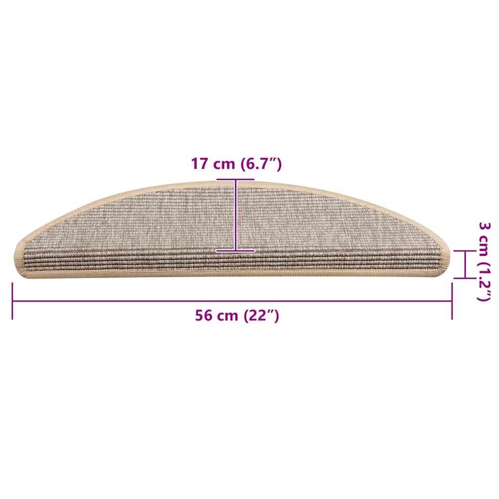 Stair Mats 15 pcs 56x17x3 cm Silver Half Round