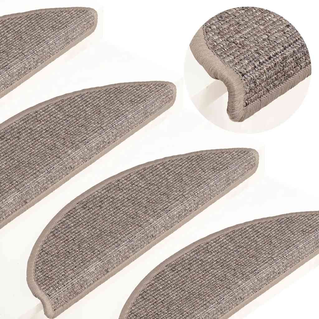 Stair Mats 15 pcs 56x17x3 cm Dark Beige Half Round