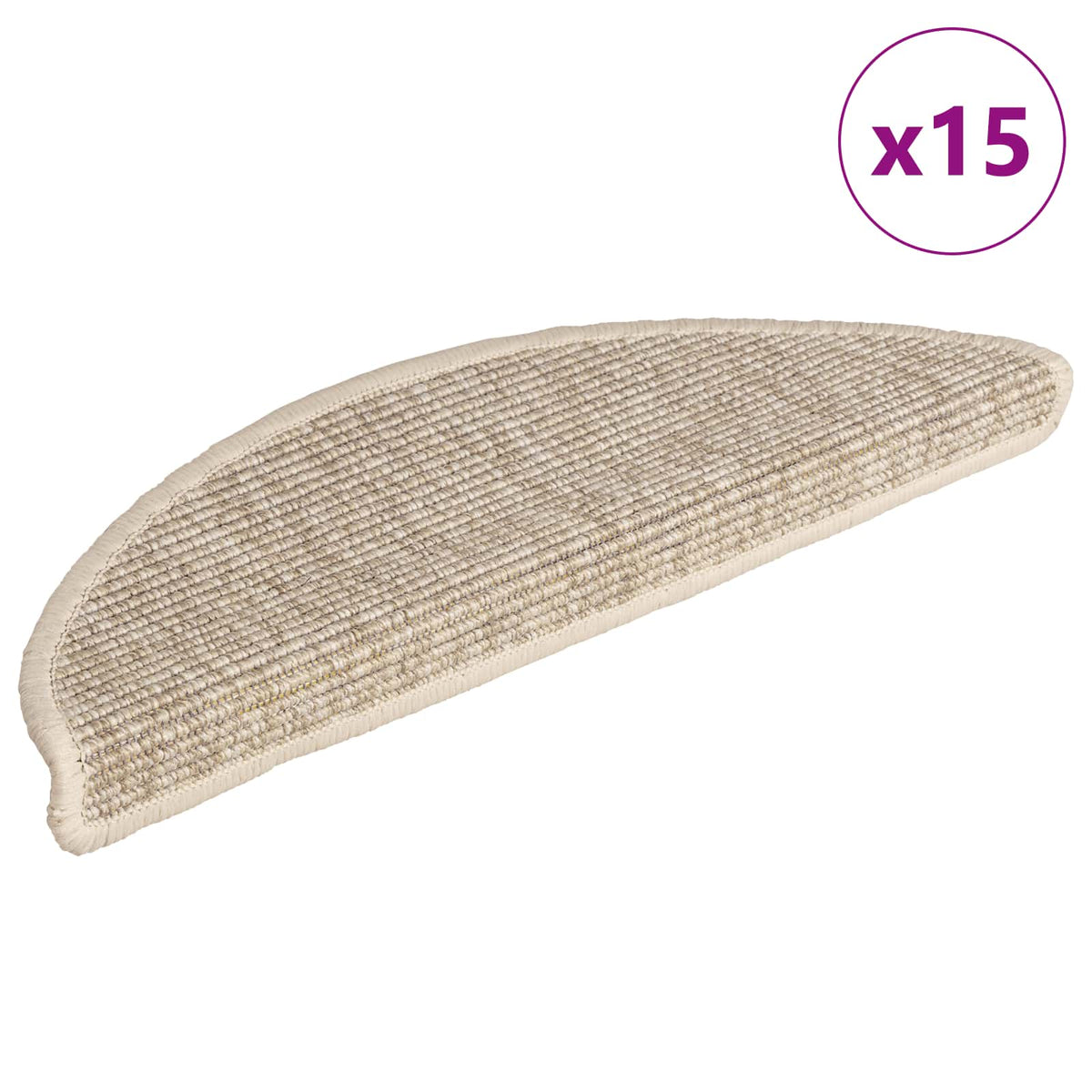 Stair Mats 15 pcs 56x17x3 cm Light Beige Half Round