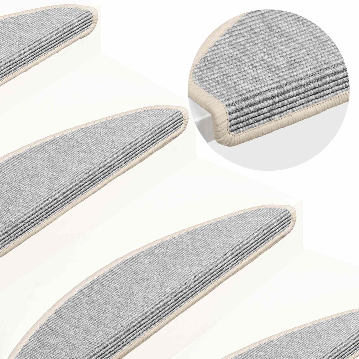 Stair Mats 15 pcs 65x21x4 cm Silver Half Round Large