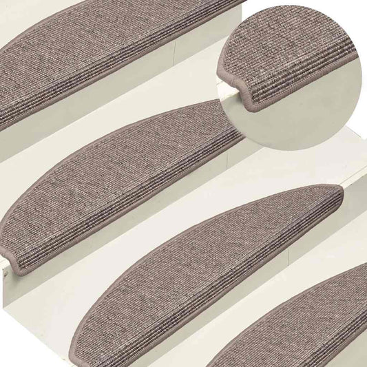 Stair Mats 15 pcs 65x21x4 cm Dark Beige Half Round Large