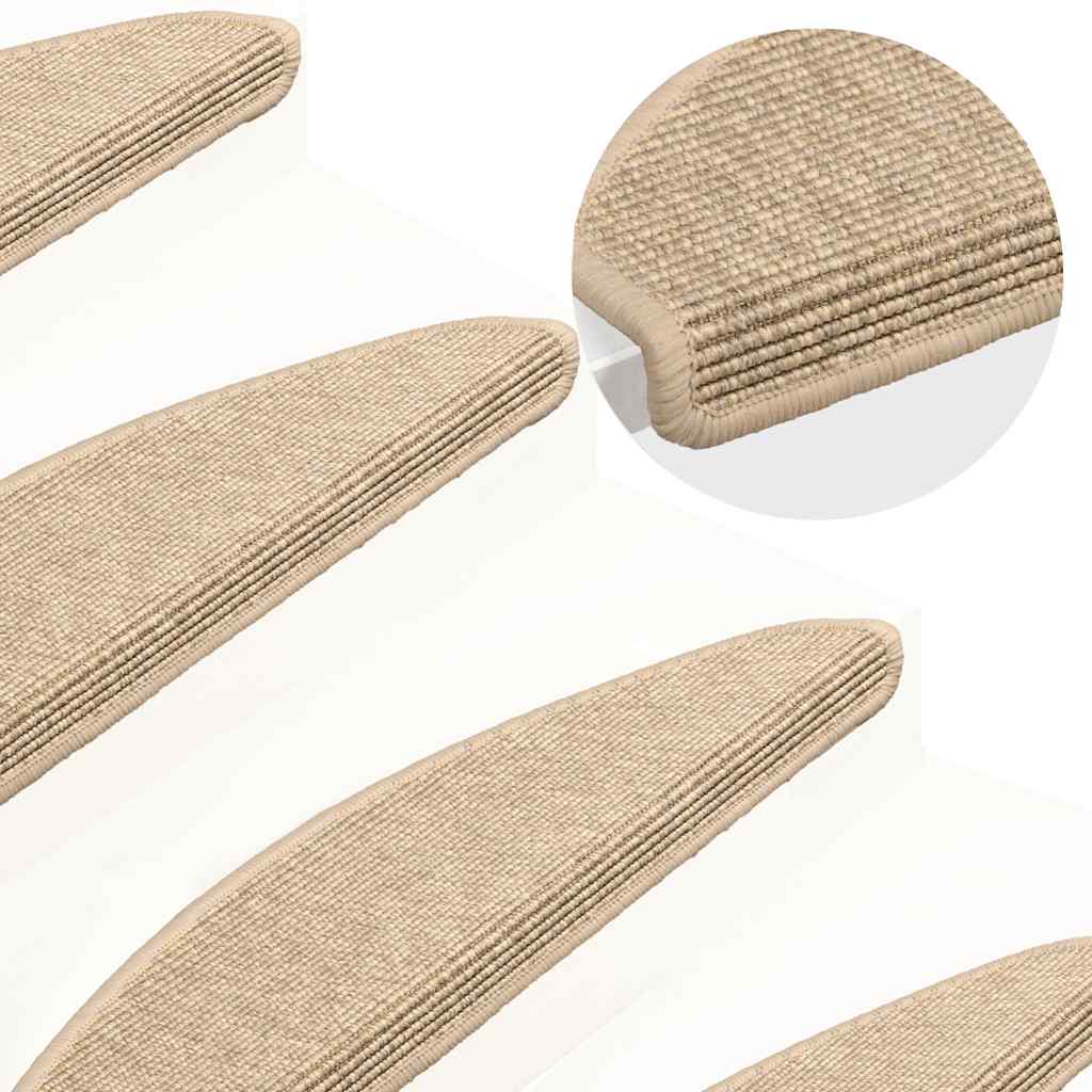Stair Mats 15 pcs 65x21x4 cm Light Beige Half Round Large