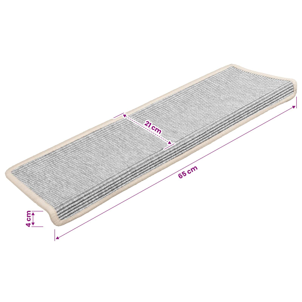 Stair Mats 15 pcs 65x21x4 cm Silver Rectangular Edge