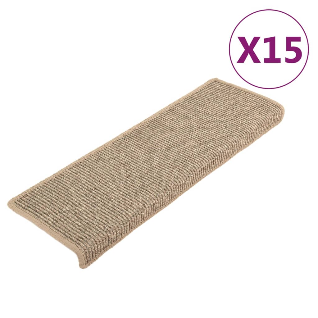 Stair Mats 15 pcs 65x21x4 cm Dark Beige Rectangular Edge