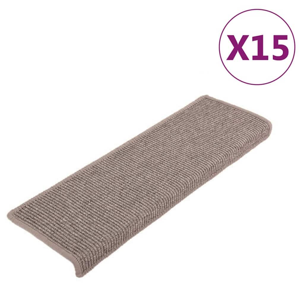 Stair Mats 15 pcs 65x21x4 cm Dark Beige Rectangular Edge