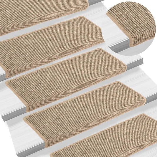 Stair Mats 15 pcs 65x21x4 cm Dark Beige Rectangular Edge