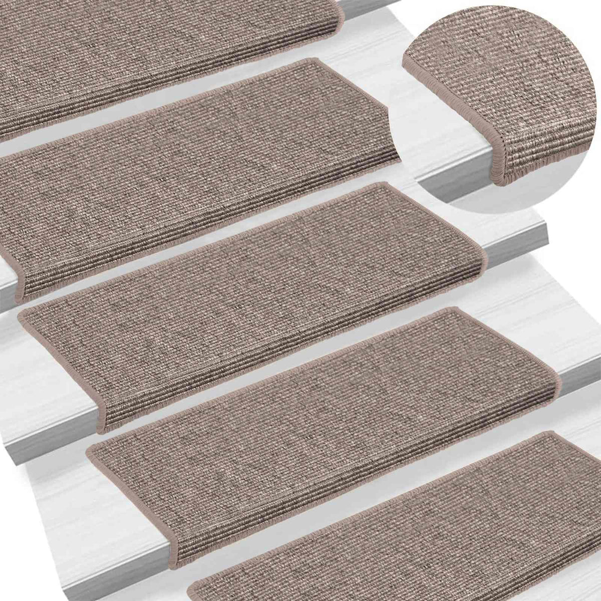 Stair Mats 15 pcs 65x21x4 cm Dark Beige Rectangular Edge