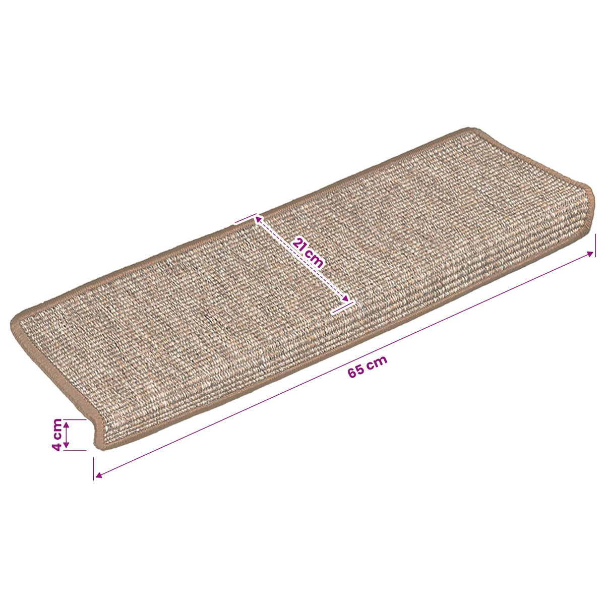 Stair Mats 15 pcs 65x21x4 cm Light Brown Rectangular Edge