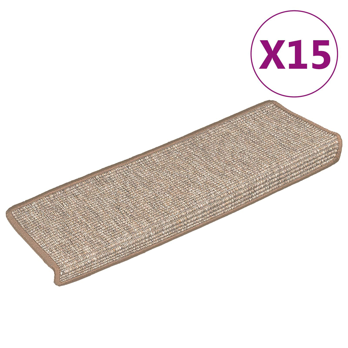 Stair Mats 15 pcs 65x21x4 cm Light Brown Rectangular Edge