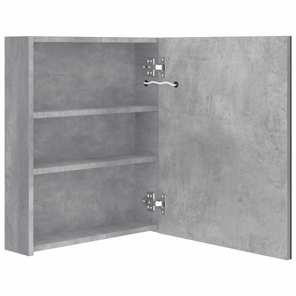 326479 vidaXL LED Bathroom Mirror Cabinet Concrete Grey 50x14x60 cm