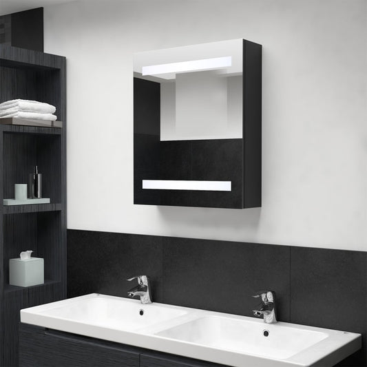 vidaXL LED Bathroom Mirror Cabinet Black 50x14x60 cm