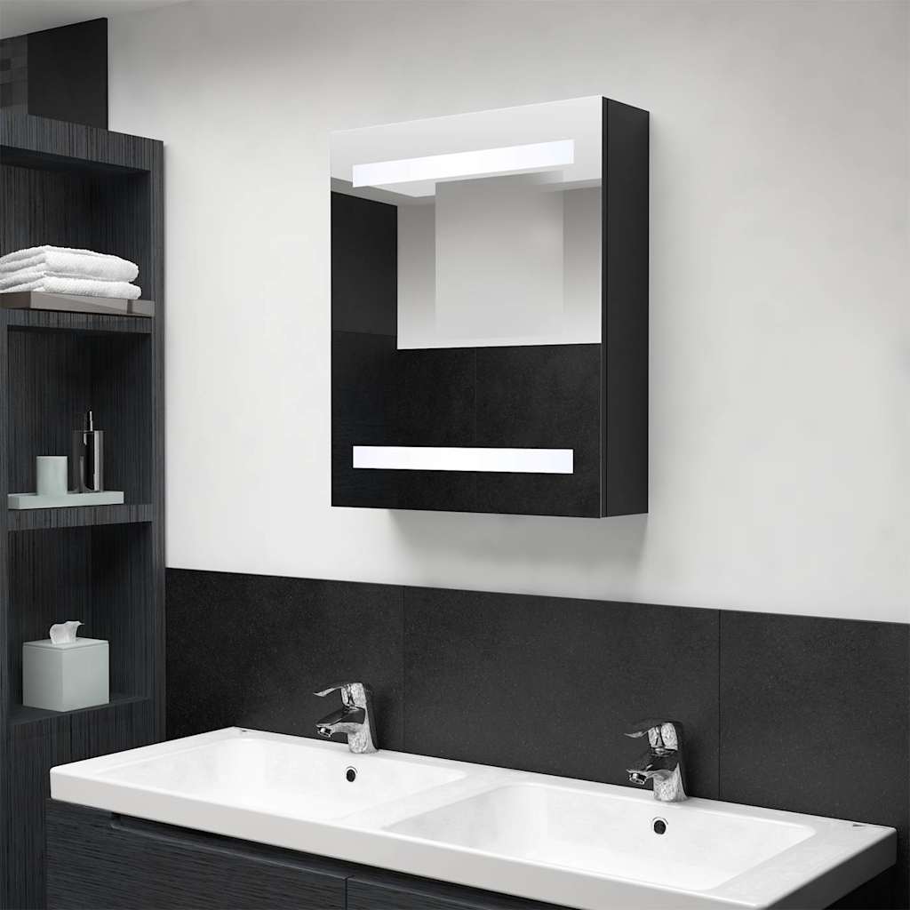 326480 vidaXL LED Bathroom Mirror Cabinet Black 50x14x60 cm