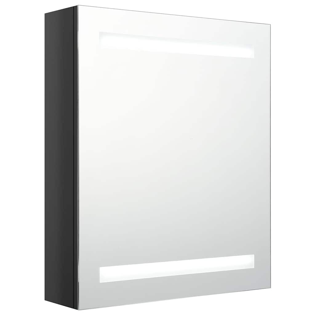 326481 vidaXL LED Bathroom Mirror Cabinet Shining Black 50x14x60 cm