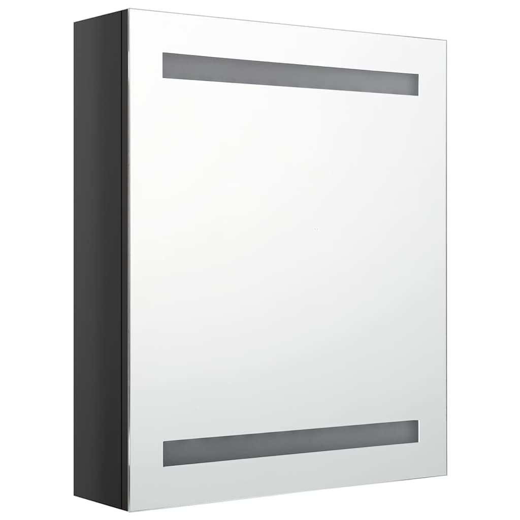 326481 vidaXL LED Bathroom Mirror Cabinet Shining Black 50x14x60 cm