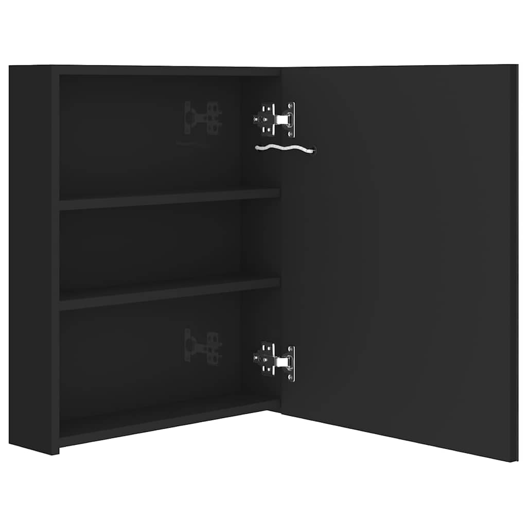 326481 vidaXL LED Bathroom Mirror Cabinet Shining Black 50x14x60 cm