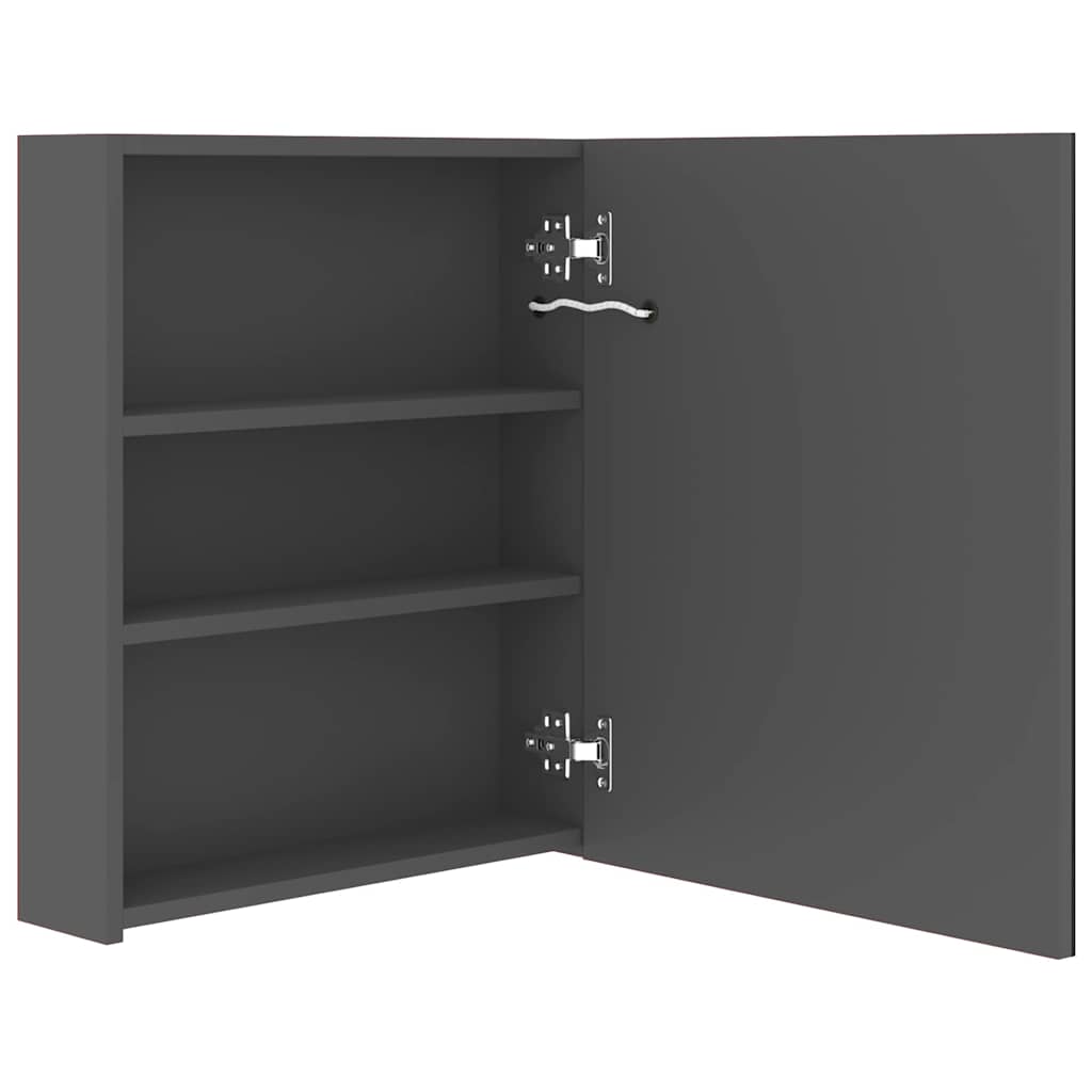 326482 vidaXL LED Bathroom Mirror Cabinet Grey 50x14x60 cm