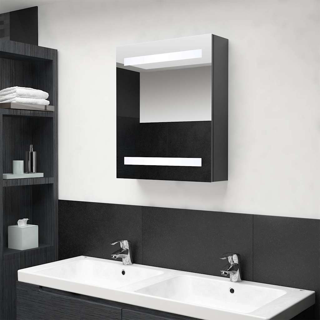 326482 vidaXL LED Bathroom Mirror Cabinet Grey 50x14x60 cm