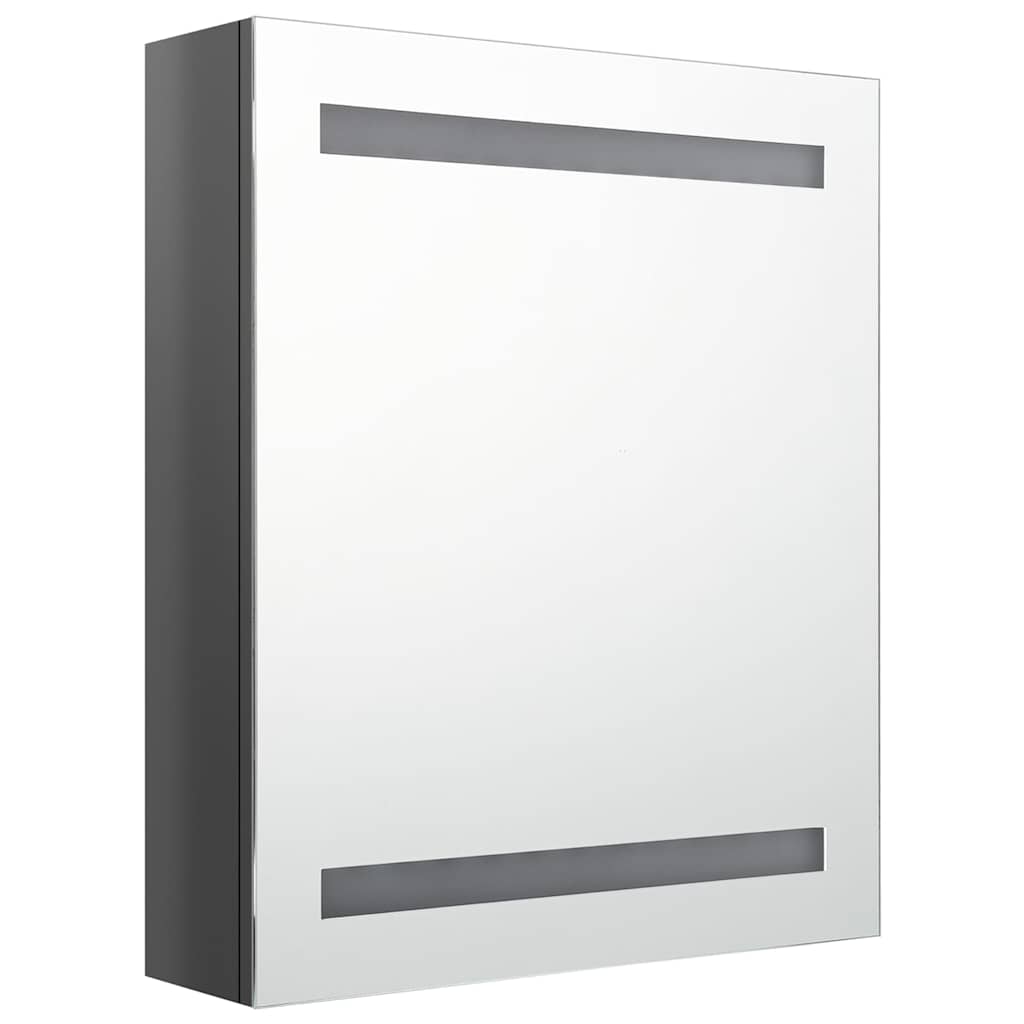 326483 vidaXL LED Bathroom Mirror Cabinet Shining Grey 50x14x60 cm