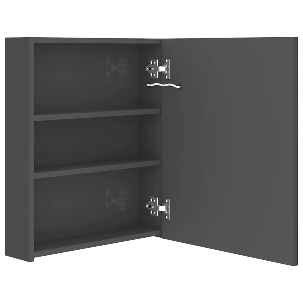 326483 vidaXL LED Bathroom Mirror Cabinet Shining Grey 50x14x60 cm