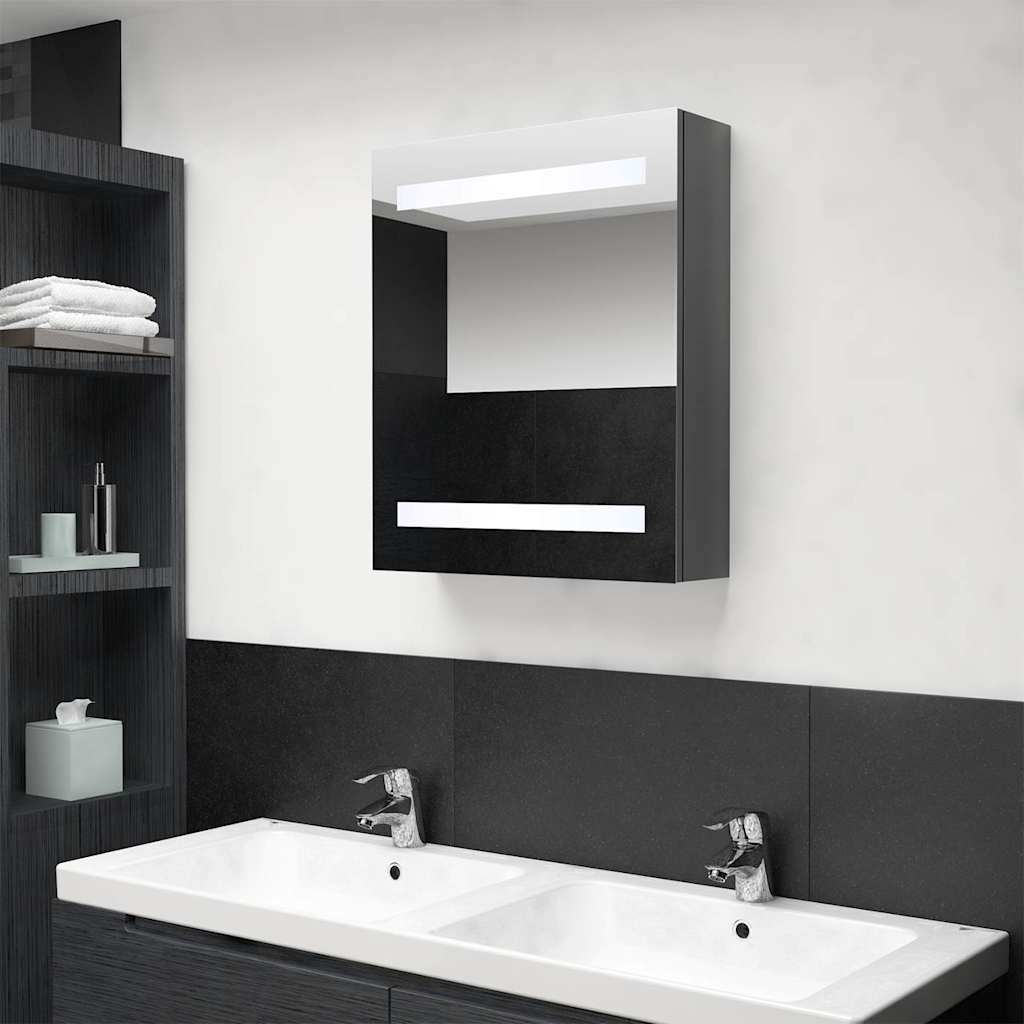 326483 vidaXL LED Bathroom Mirror Cabinet Shining Grey 50x14x60 cm
