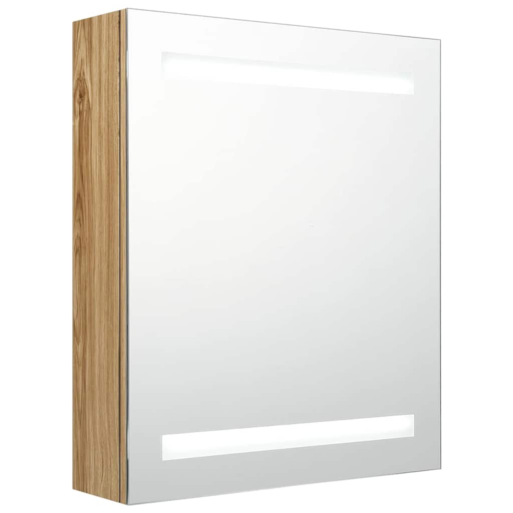 326484 vidaXL LED Bathroom Mirror Cabinet Oak 50x14x60 cm