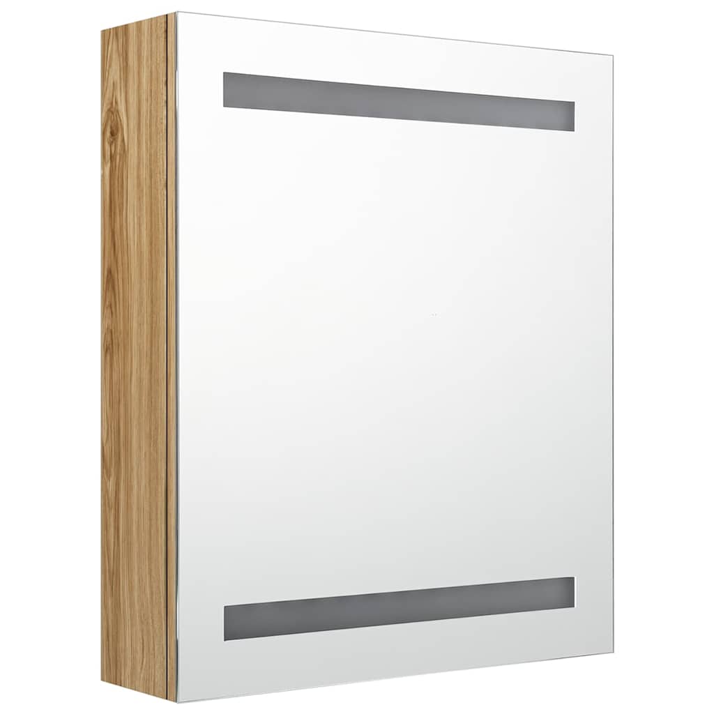 326484 vidaXL LED Bathroom Mirror Cabinet Oak 50x14x60 cm