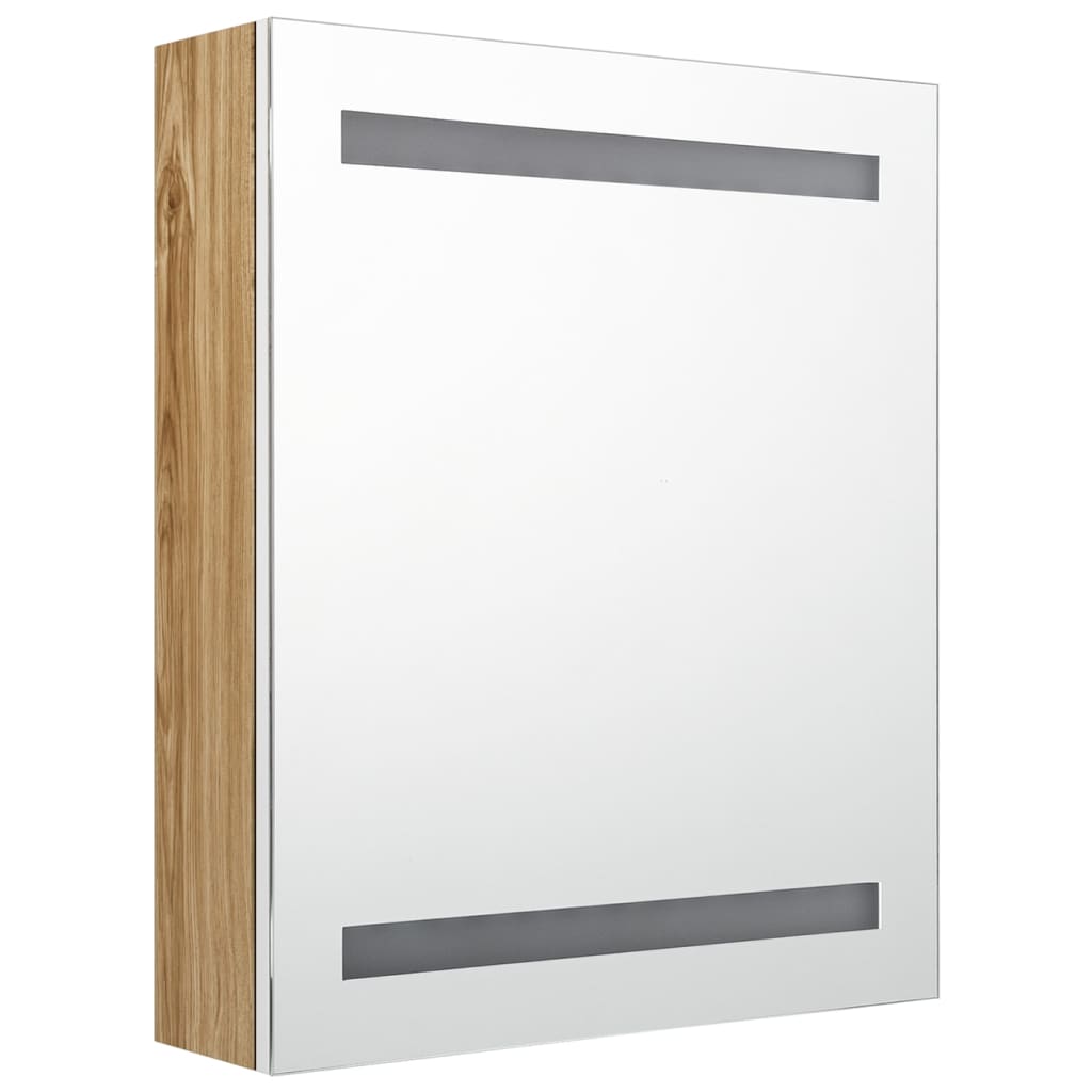 326485 vidaXL LED Bathroom Mirror Cabinet White and Oak 50x14x60 cm
