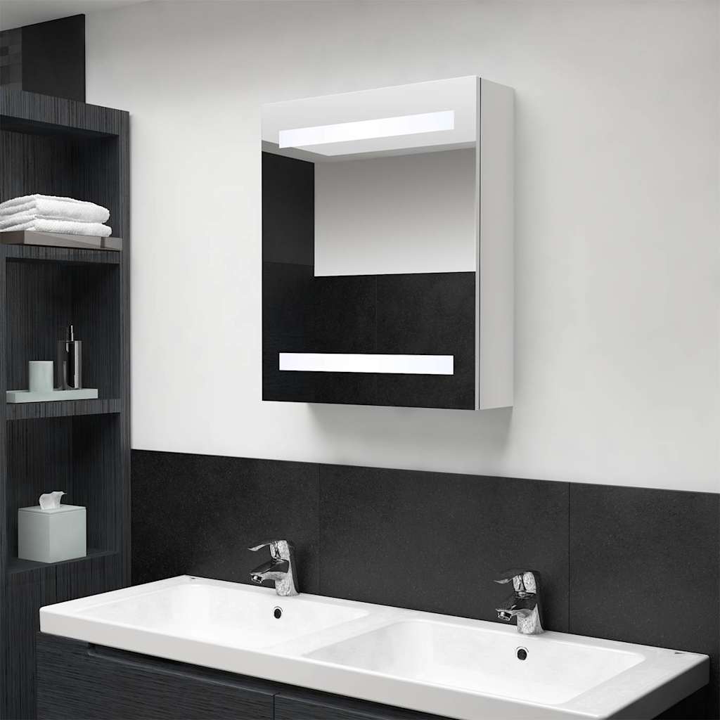 326486 vidaXL LED Bathroom Mirror Cabinet Shining White 50x14x60 cm