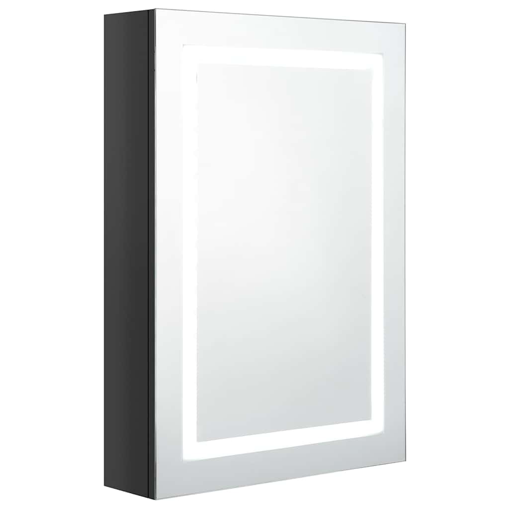 326489 vidaXL LED Bathroom Mirror Cabinet Shining Black 50x13x70 cm