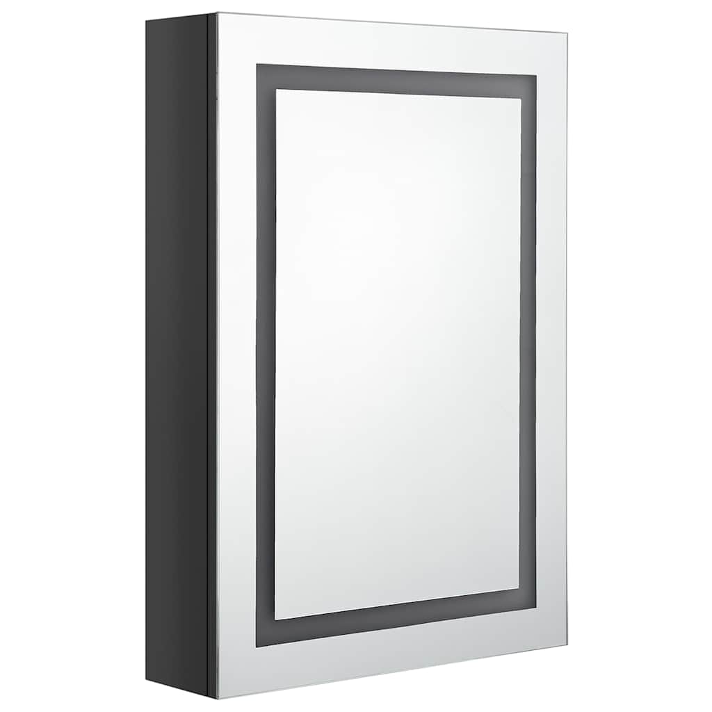 326489 vidaXL LED Bathroom Mirror Cabinet Shining Black 50x13x70 cm