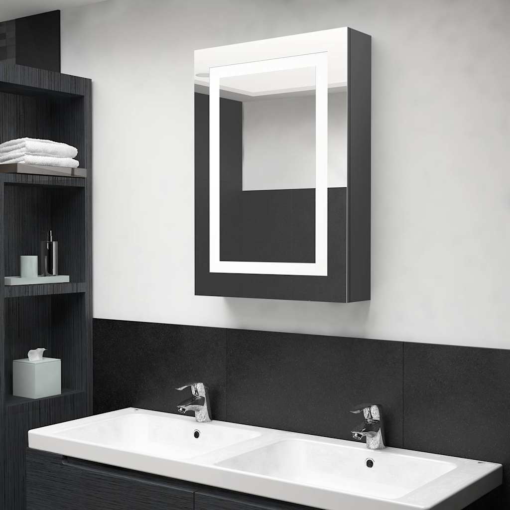 326490 vidaXL LED Bathroom Mirror Cabinet Grey 50x13x70 cm