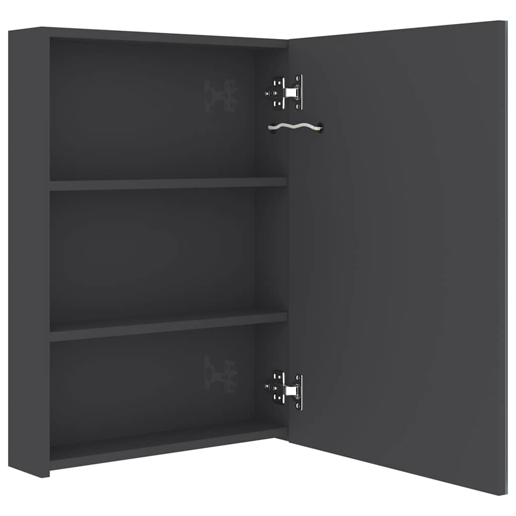 326491 vidaXL LED Bathroom Mirror Cabinet Shining Grey 50x13x70 cm
