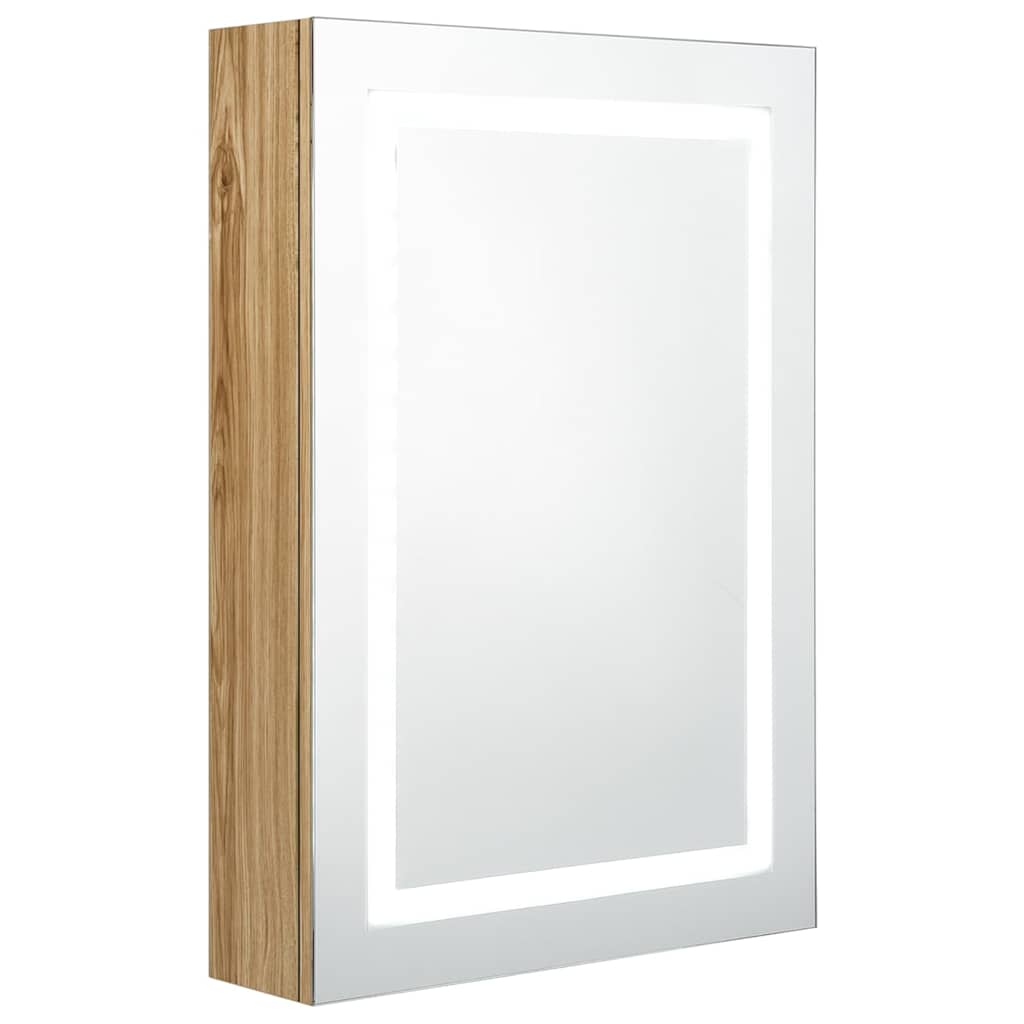 326492 vidaXL LED Bathroom Mirror Cabinet Oak 50x13x70 cm