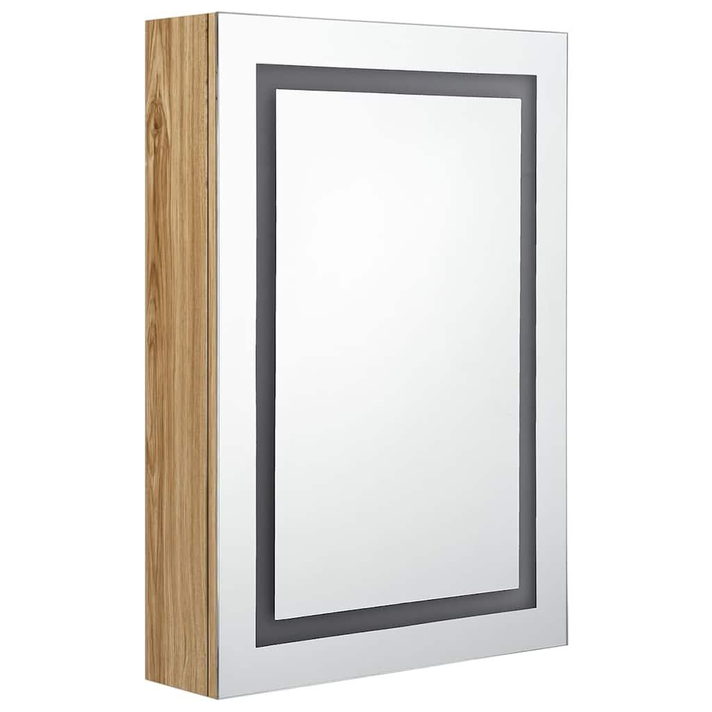326492 vidaXL LED Bathroom Mirror Cabinet Oak 50x13x70 cm