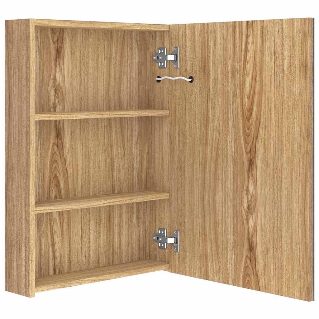 326492 vidaXL LED Bathroom Mirror Cabinet Oak 50x13x70 cm