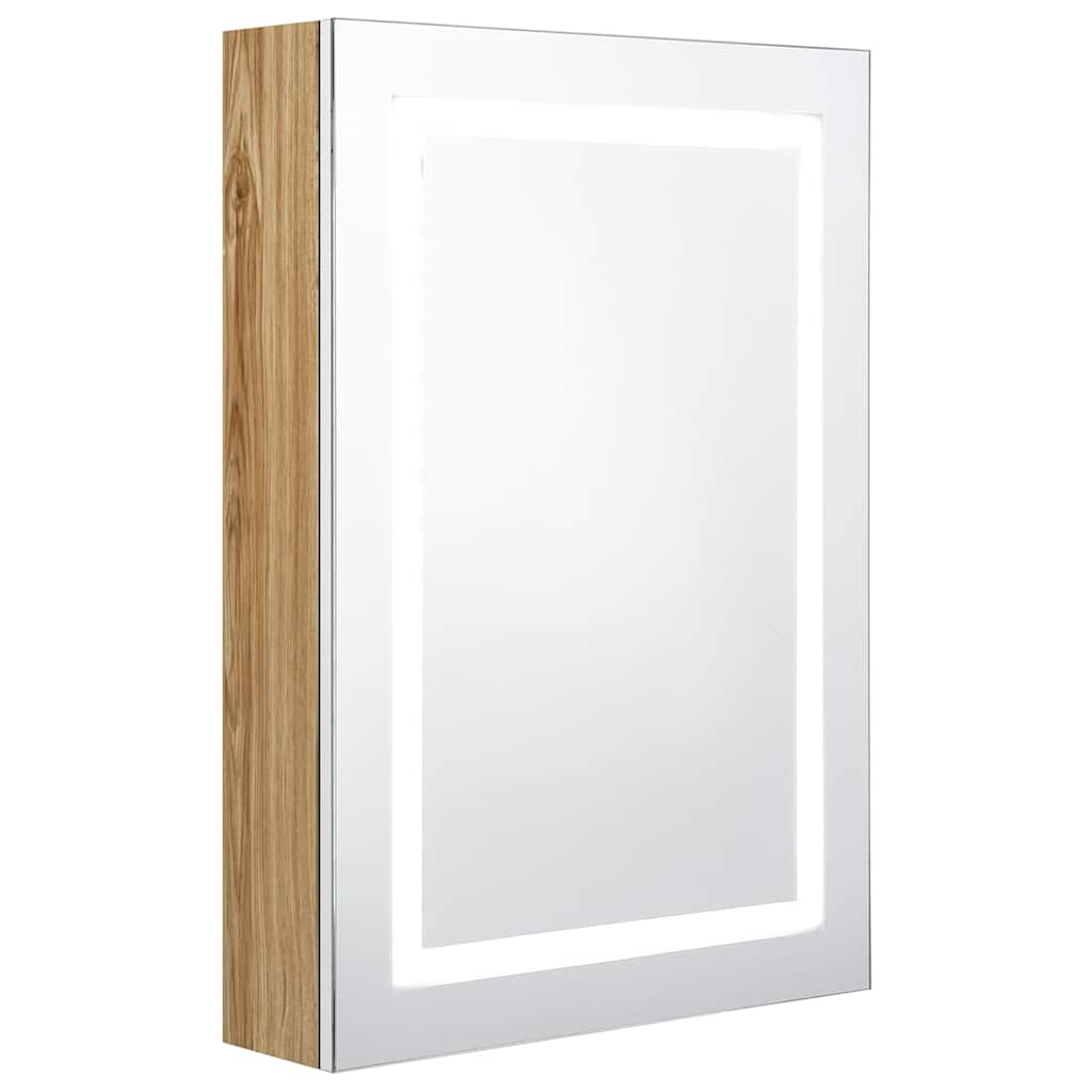 326493 vidaXL LED Bathroom Mirror Cabinet White and Oak 50x13x70 cm