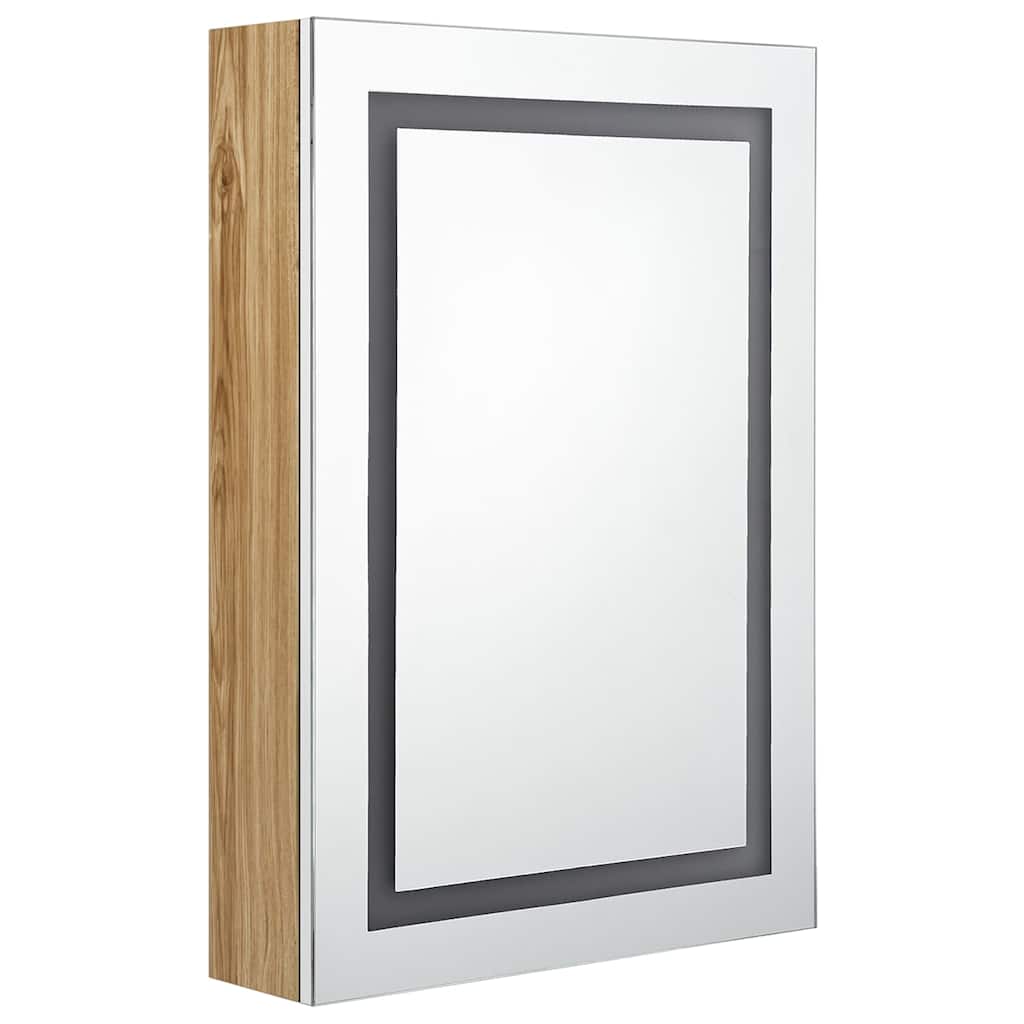 326493 vidaXL LED Bathroom Mirror Cabinet White and Oak 50x13x70 cm