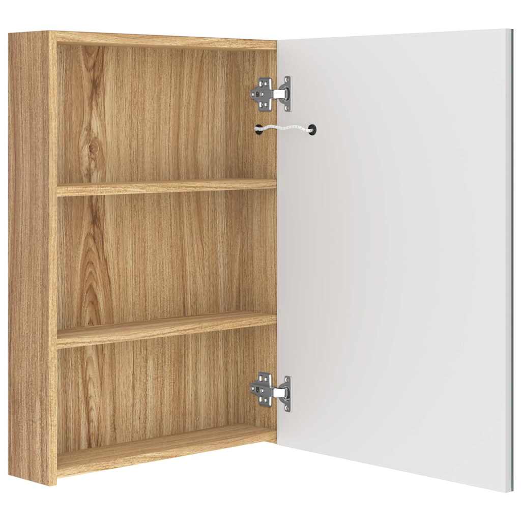 326493 vidaXL LED Bathroom Mirror Cabinet White and Oak 50x13x70 cm