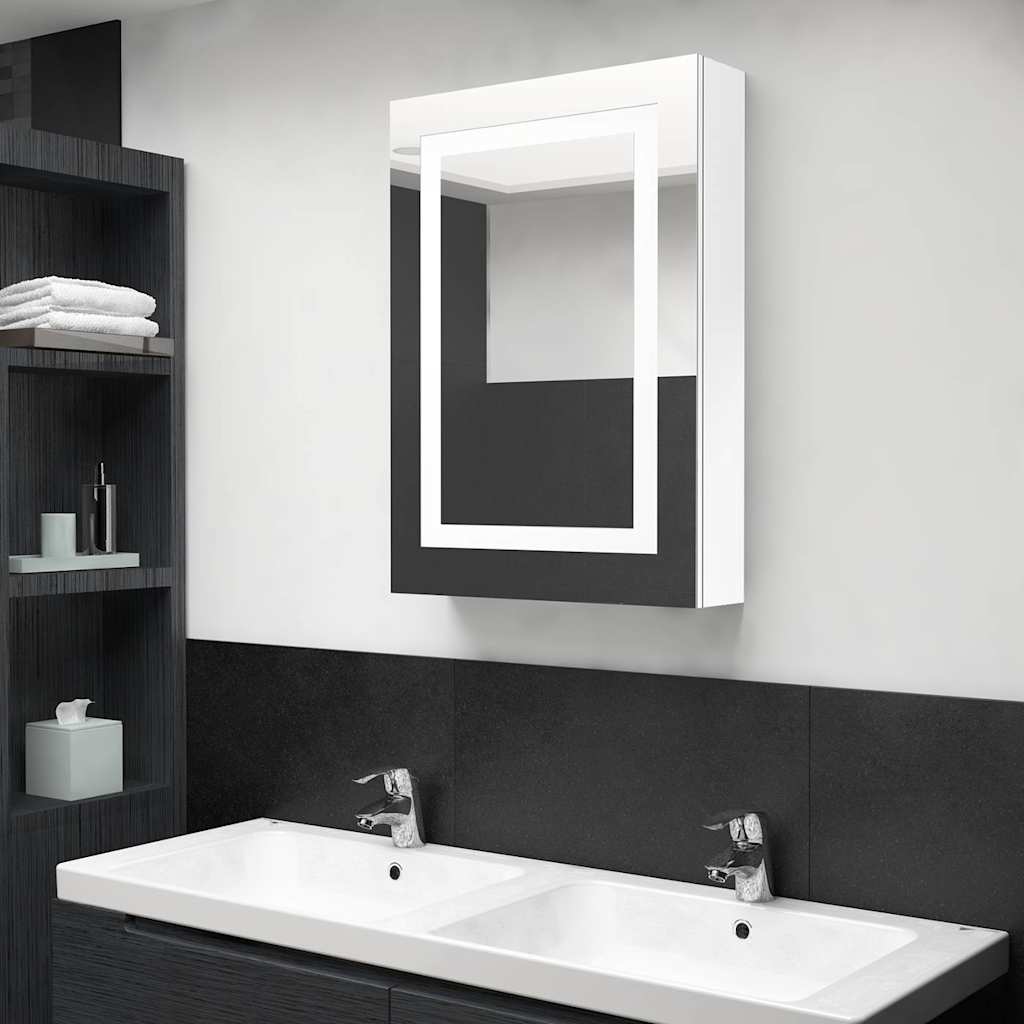 326494 vidaXL LED Bathroom Mirror Cabinet Shining White 50x13x70 cm