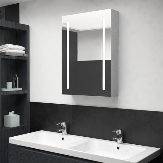 vidaXL LED Bathroom Mirror Cabinet Concrete Grey 50x13x70 cm