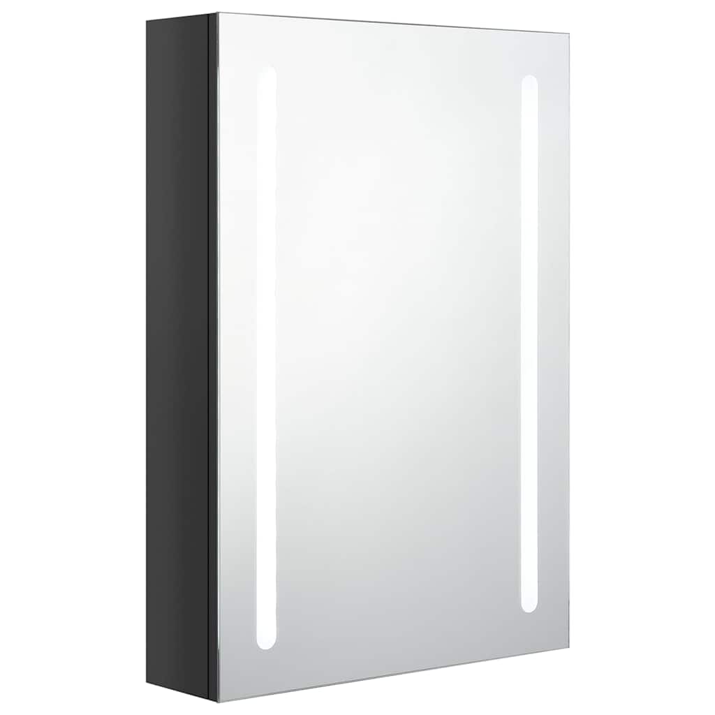 326496 vidaXL LED Bathroom Mirror Cabinet Shining Black 50x13x70 cm