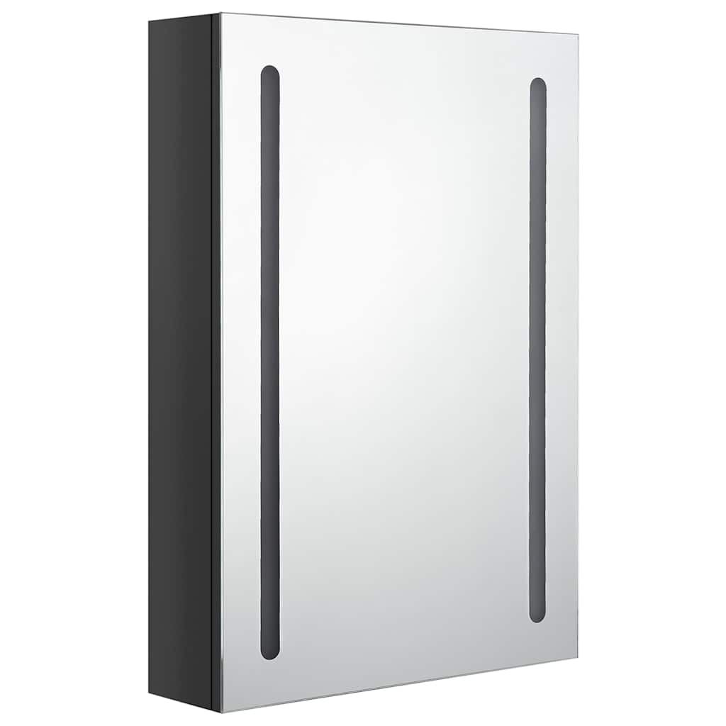 326496 vidaXL LED Bathroom Mirror Cabinet Shining Black 50x13x70 cm