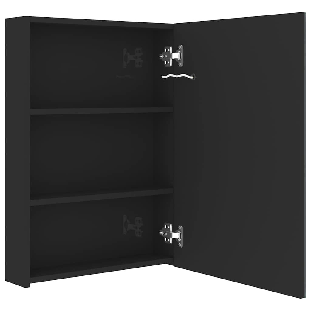 326496 vidaXL LED Bathroom Mirror Cabinet Shining Black 50x13x70 cm