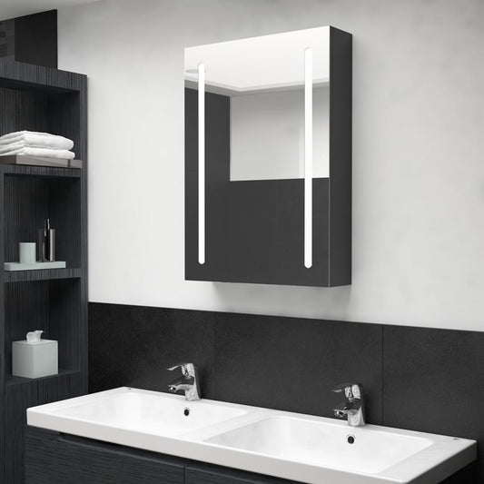 vidaXL LED Bathroom Mirror Cabinet Shining Black 50x13x70 cm