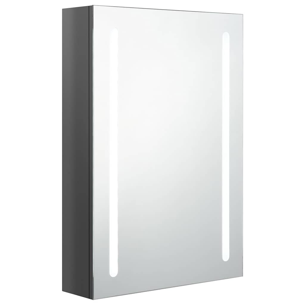 326498 vidaXL LED Bathroom Mirror Cabinet Shining Grey 50x13x70 cm