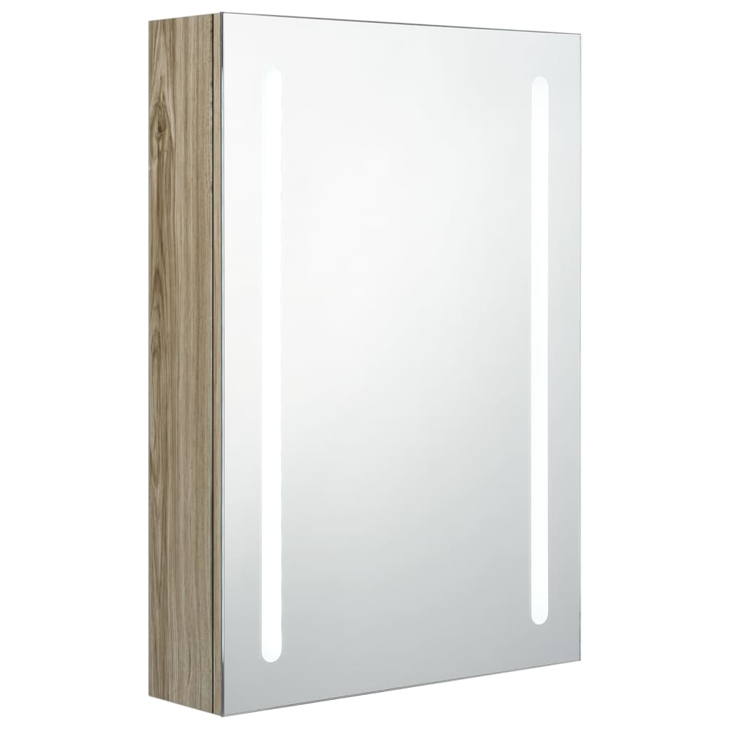 vidaXL LED Bathroom Mirror Cabinet Oak 50x13x70 cm